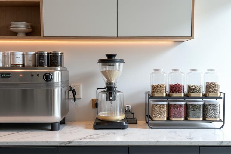 Вид на минималистичную барную стойку с кофейным оборудованием