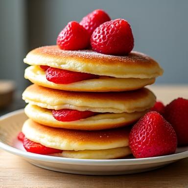 Стопка дораяки с начинкой из клубники